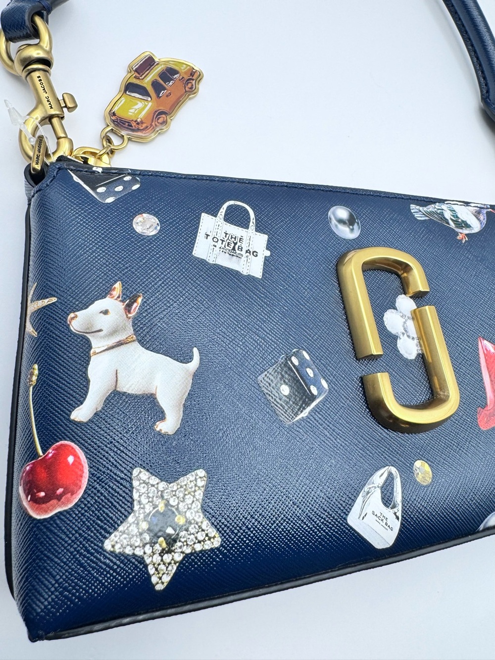 Marc Jacobs Navy Leather Mini Shoulder Bag with Multicolor Charm Accents - Picture 14 of 16